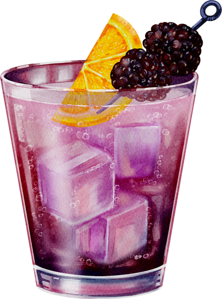 Bramble Cocktail Watercolor